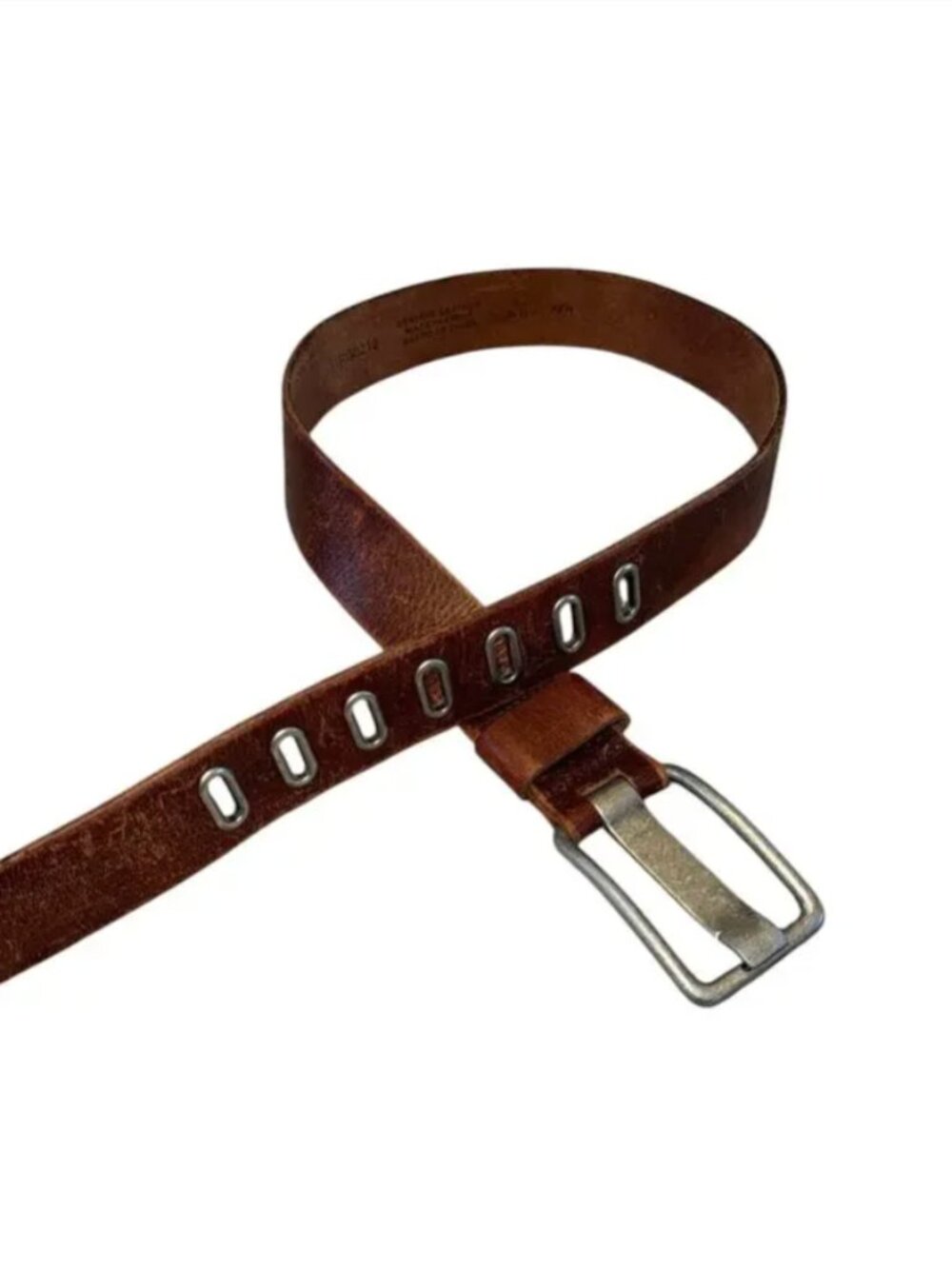 Cognac genuine leather‎ weathered western chic grommet belt  Small (30-32)